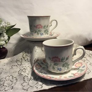 Churchill Briar Rose 2 Cup & Saucer Sets Made in England Retired Pattern